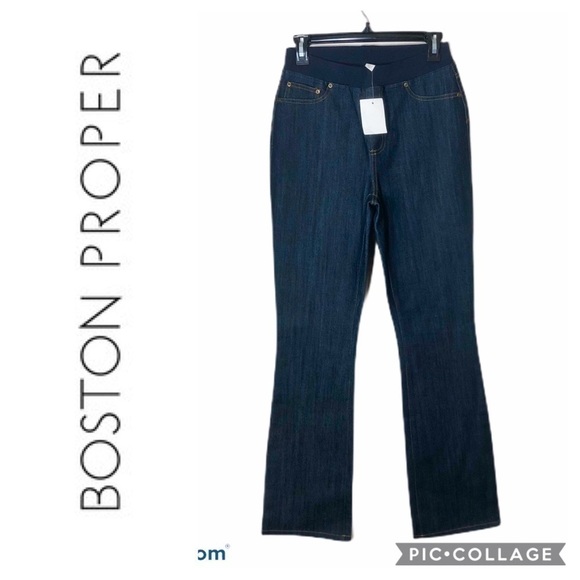 Boston Proper Maternity Jeans Dark Wash NWT Sz 6 - Picture 1 of 7